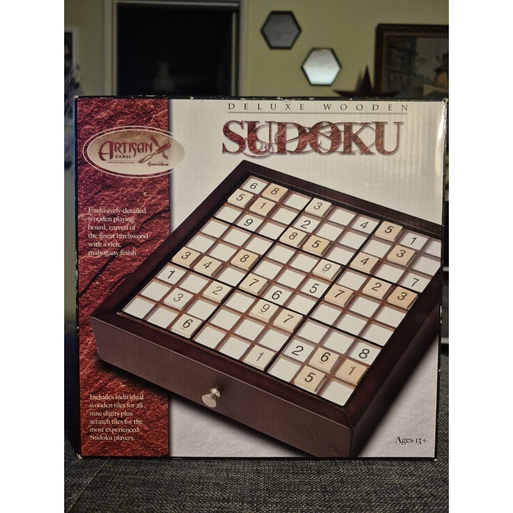 Artisan Games Wooden Sudoku Board with Storage Slots in Walnut Stain